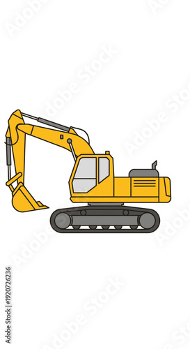 Heavy Yellow Excavator Machine Working on Construction Site for Infrastructure Projects