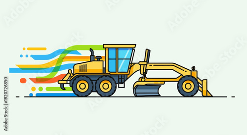 Illustrative Grader Machine Creating Colorful Streaks And Lines