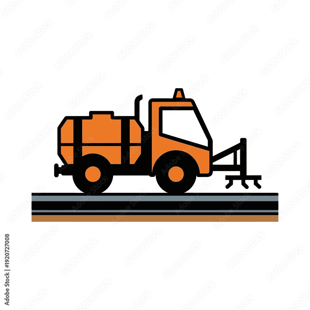 Fototapeta premium Industrial Asphalt Spreader Truck Performing Road Surface Treatment