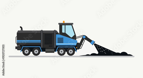 Industrial Asphalt Paving Machine Spraying Black Material On Road Construction