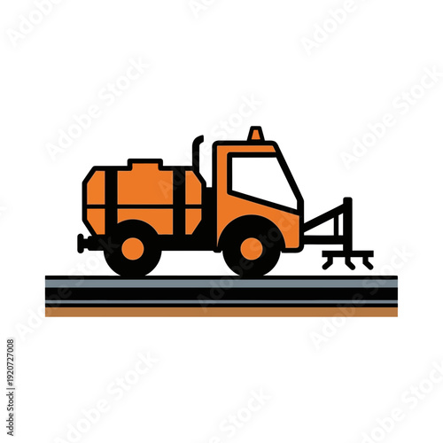 Industrial Asphalt Spreader Truck Performing Road Surface Treatment