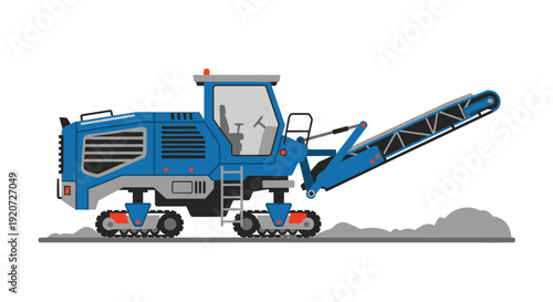 Industrial Blue Milling Machine On A White Background With Dust