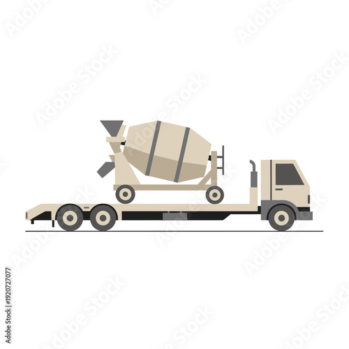 Industrial Cement Mixer Truck Flat Design Illustration