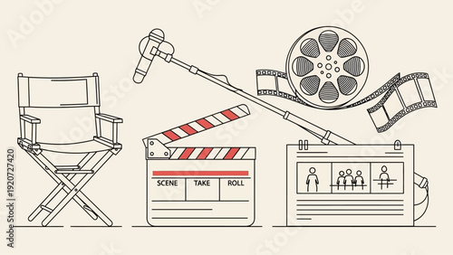 Illustration of movie making equipment