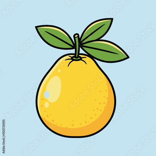 Yellow Lemon Fruit with Leaves.