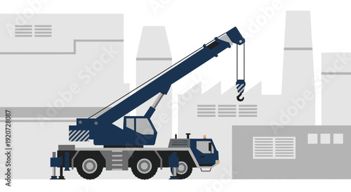 Industrial Crane at Factory Site Modern Construction Equipment Vehicle