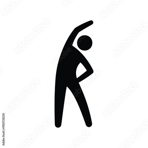 Black Solid Stretching Exercise Silhouette Icon Vector