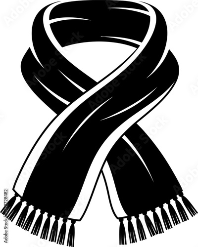 Black and white scarf with fringe illustration