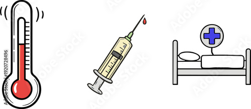 Medical treatment and hospital care icons