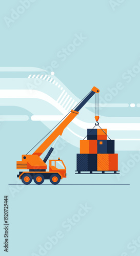 Industrial Crane Lifting Shipping Containers At Port For Global Logistics Operations