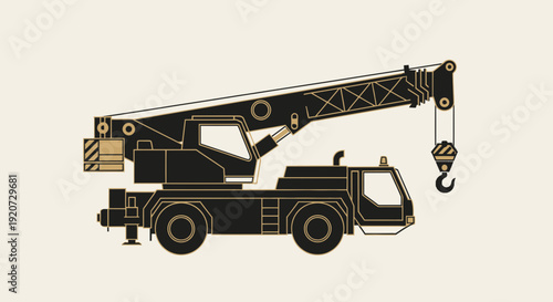 Industrial Crane Vehicle Illustration Vector Graphic Design Art
