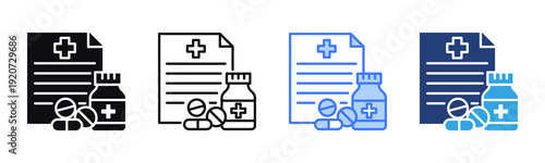 Prescription icon sheet multiple style collection