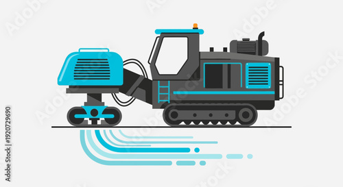 Industrial Crawler Machine Illustration for Road Construction and Maintenance Projects