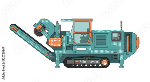 Industrial Crusher Machine On Tracks For Rock Processing