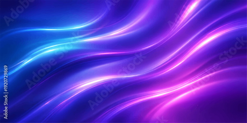 Smooth abstract blue background with flowing waves of light and purple silk texture creating a soft motion design