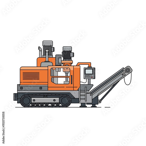 Industrial Drilling Machine For Construction And Mining Operations Vector Illustration