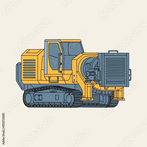 Industrial Drilling Rig Machine With Tracks Vector Illustration