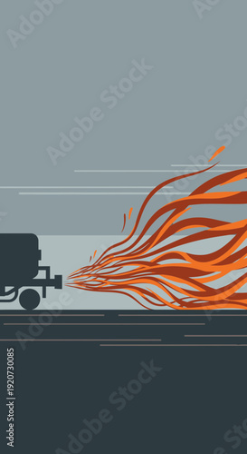 Industrial Emissions Visualized Abstractly With Fiery Streaks of Pollution