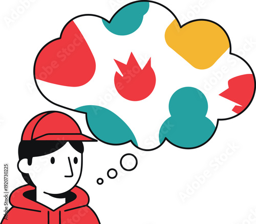 Creative Young Person Thinking About Vibrant Abstract Design Ideas and Inspiration