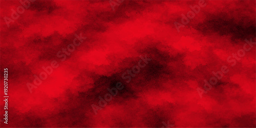 Vibrant abstract red cloudscape featuring a textured sunset sky with fiery orange light and dark smoke accents over a nature inspired background