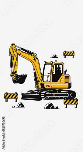 Industrial Excavator Machine Ready For Construction Work
