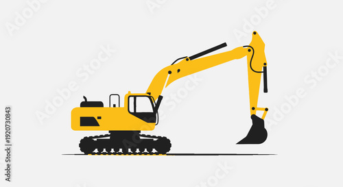 Industrial Excavator Vehicle Design Heavy Machinery Illustration
