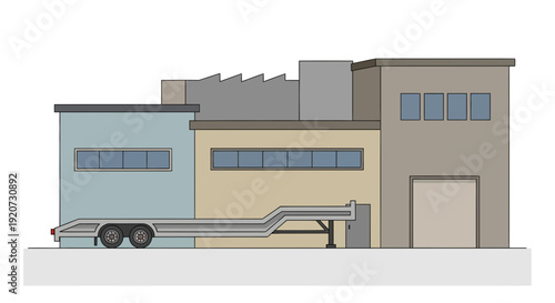 Industrial Facility With Flatbed Trailer