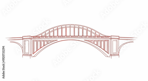 Simple line drawing of an arched bridge