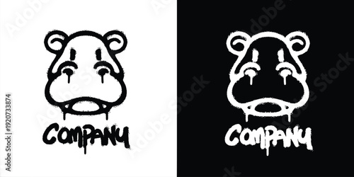Graffiti Hippo logo vector design