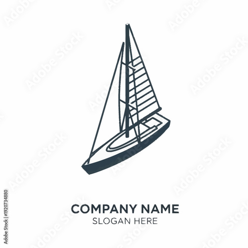Billede på lærred Sailboat logo design template for company branding and identity.