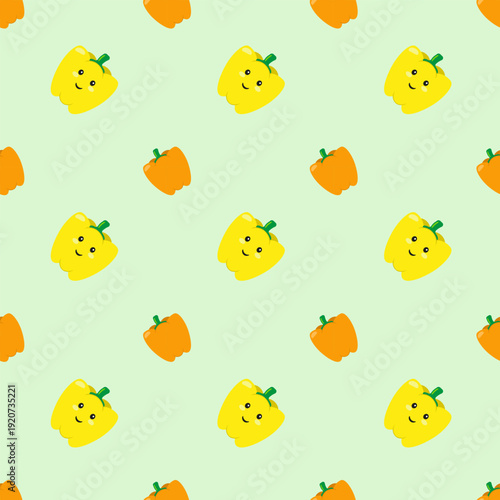 Seamless paprika pattern on a soft green background for children textiles r