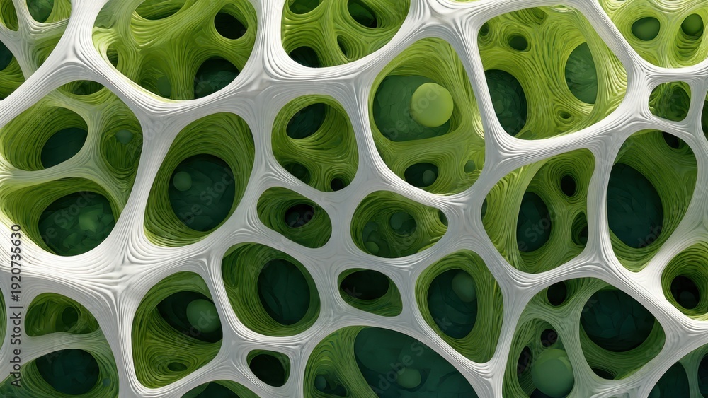 Fototapeta premium Abstract green and white cellular structure