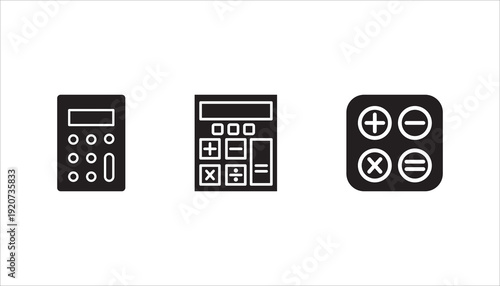 calculator icon set, with a white background