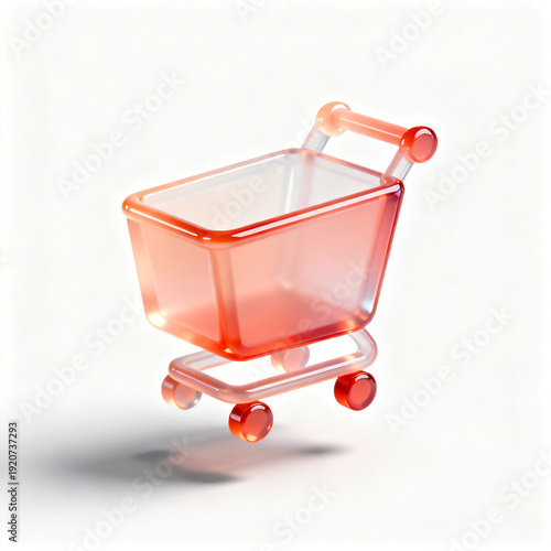 Pink shopping cart with wheels 3D render icon