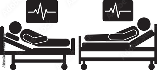 Patients in hospital beds monitoring