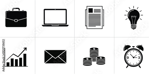 A collection of business and productivity icons