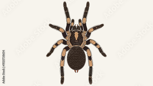 Detailed illustration of a tarantula spider on a white background