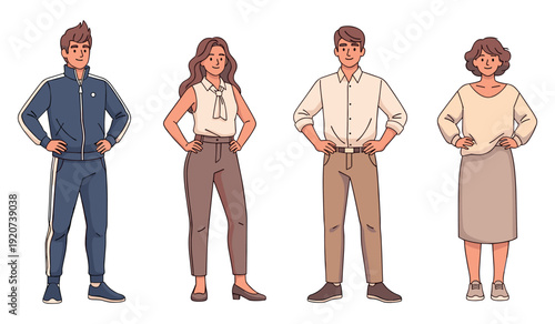 Diverse group of young adults standing confidently in casual attire