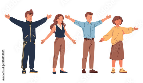 Diverse group of cartoon characters with different fashion styles