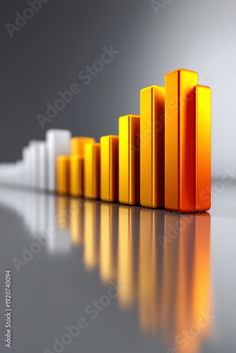 Growing bar chart shows increase in data over time