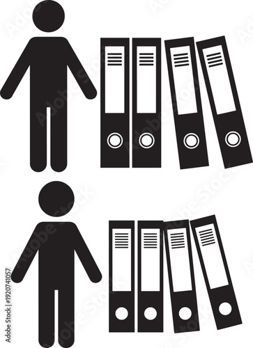 Man with document binders icon