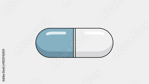 Blue and White Medical Capsule Pill Illustration