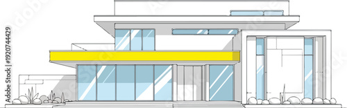 Modern house with large glass windows 2.