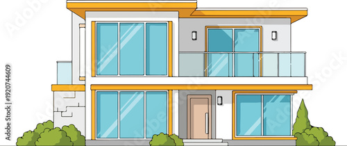 Modern house with large windows exterior 2.