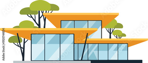 Modern house with orange roof.