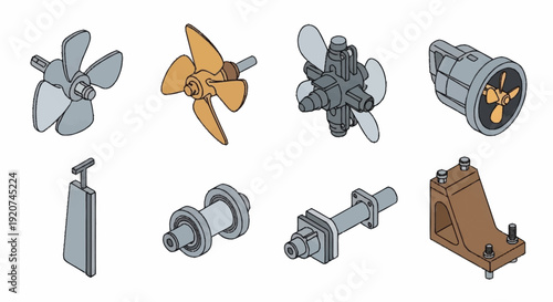 Industrial Machine Parts and Components Set.