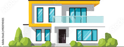 Modern house with yellow trim exterior 1.