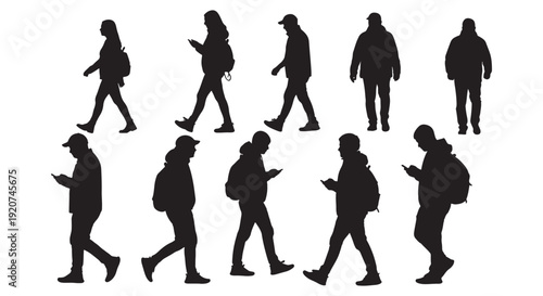 Silhouetted People in Motion – Diverse Strides and Actions