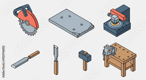 Woodworking Tools and Equipment Set.
