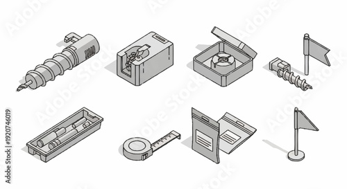 Technical Drawings of Various Mechanical Parts.